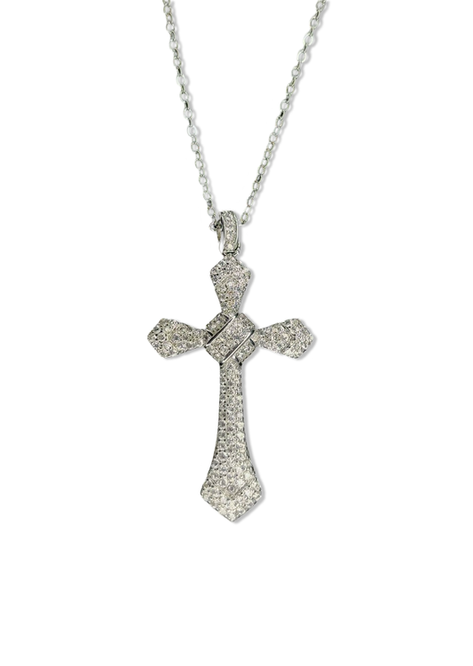 ‘’Cross My Heart’’ Sterling Silver Cross Necklace