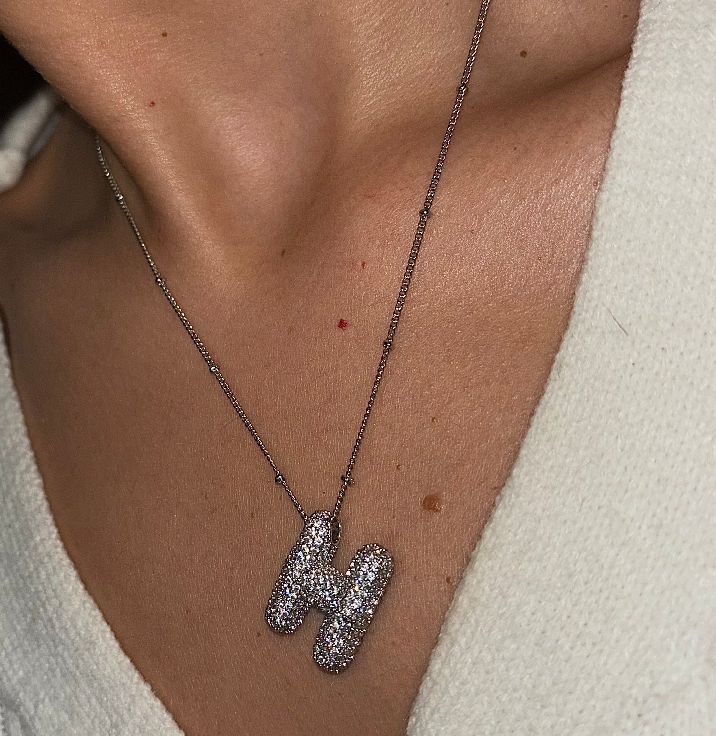 Bubble Initial Necklace - Silver